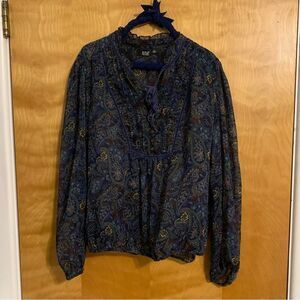 Blue Sheer Paisley Print Shirt